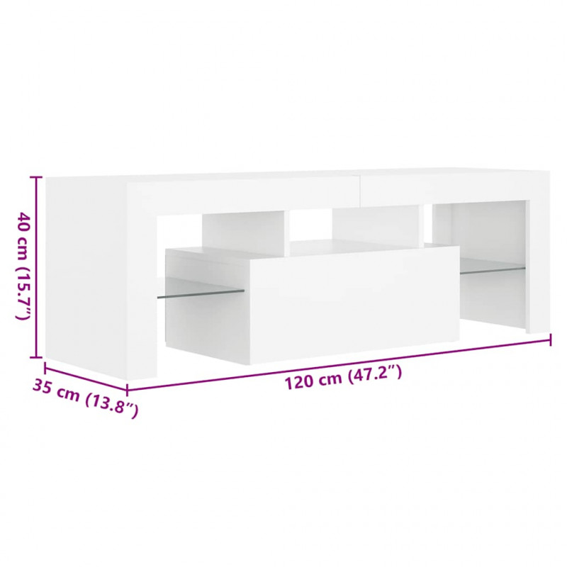 Szafka pod TV z oświetleniem LED, biała, 120x35x40 cm