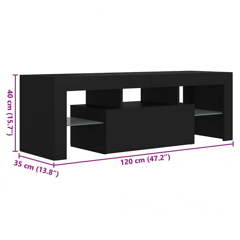 Szafka pod TV z oświetleniem LED, czarna, 120x35x40 cm