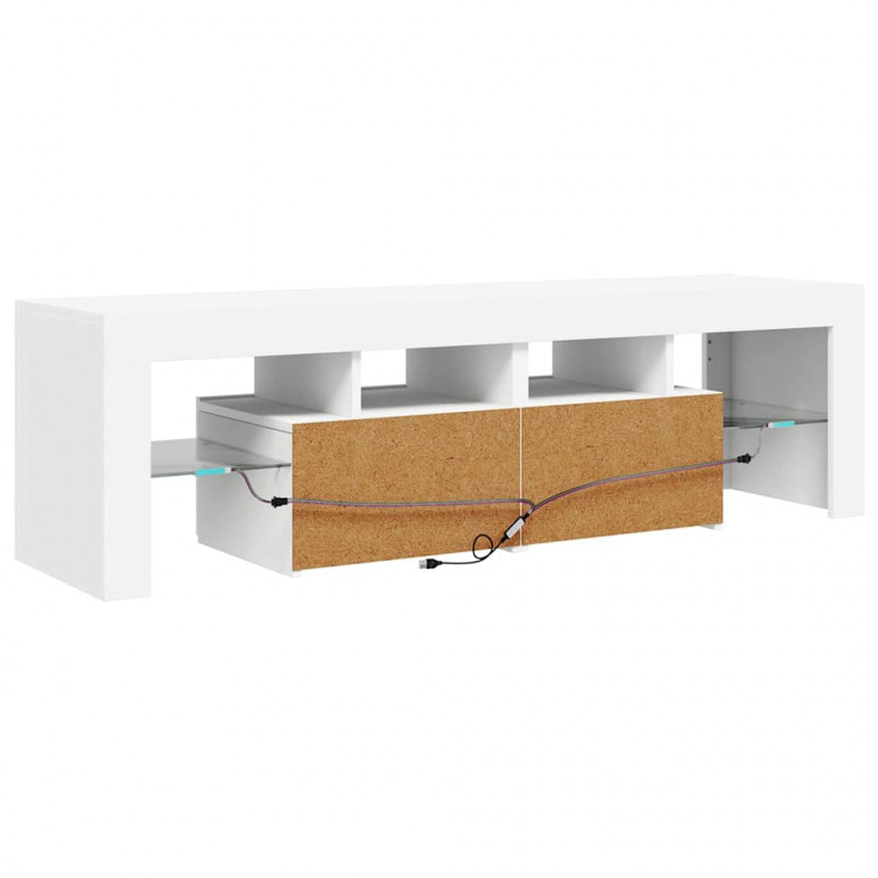 Szafka pod TV z oświetleniem LED, biała, 140x36,5x40 cm