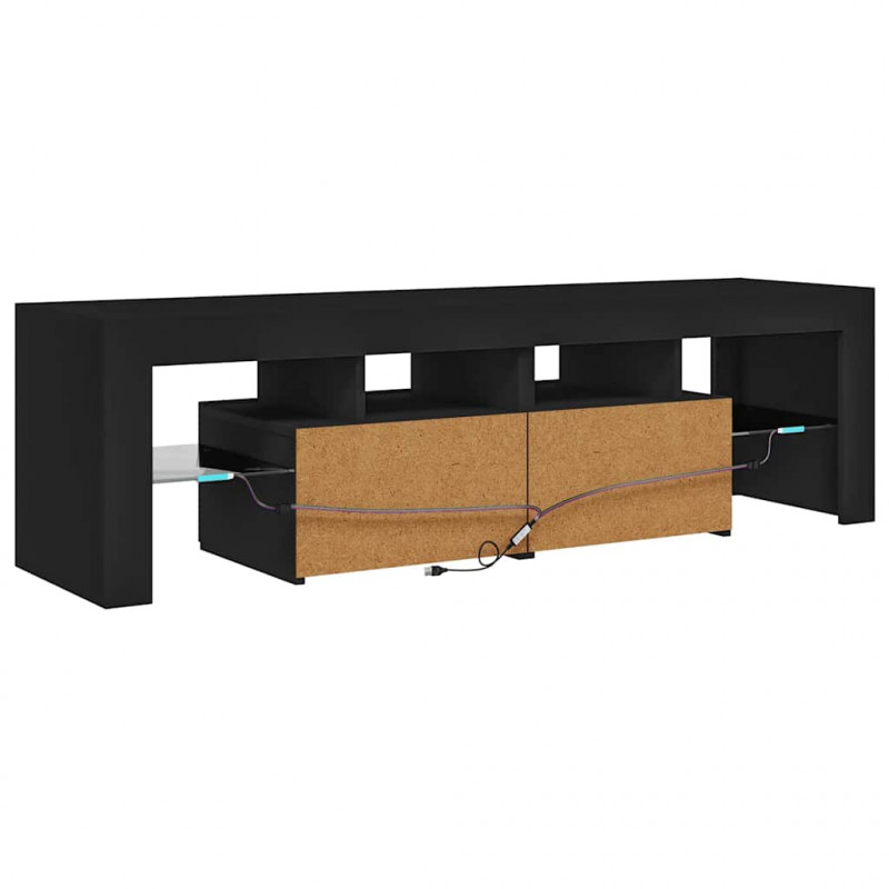 Szafka pod TV z oświetleniem LED, czarna, 140x36,5x40 cm