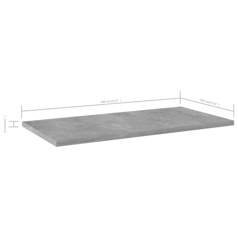 Półki na książki, 8 szt., szarość betonu, 60x30x1,5 cm, płyta