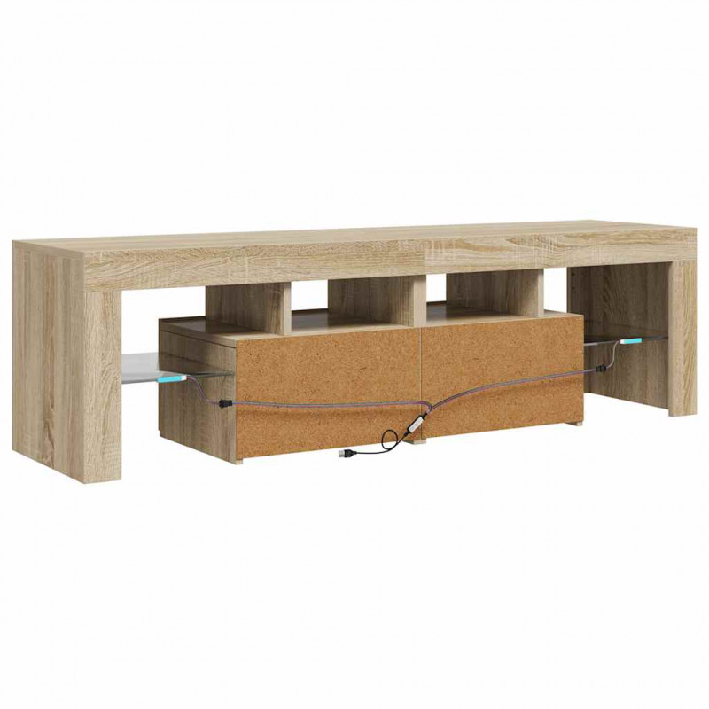 Szafka TV z oświetleniem LED, dąb sonoma, 140x36,5x40 cm