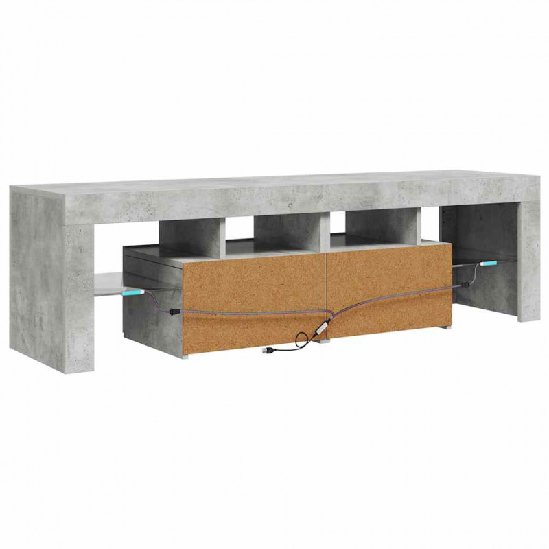 Szafka pod TV z oświetleniem LED, szarość betonu 140x36,5x40 cm