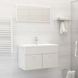2-częściowy zestaw mebli łazienkowych, wysoki połysk, biały