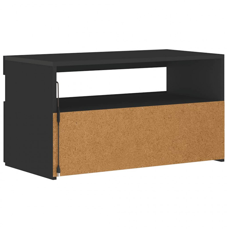 Szafka pod TV z oświetleniem LED, czarna, 75x35x40 cm