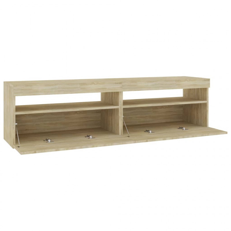 Szafki pod TV z LED, 2 szt., dąb sonoma, 75x35x40 cm