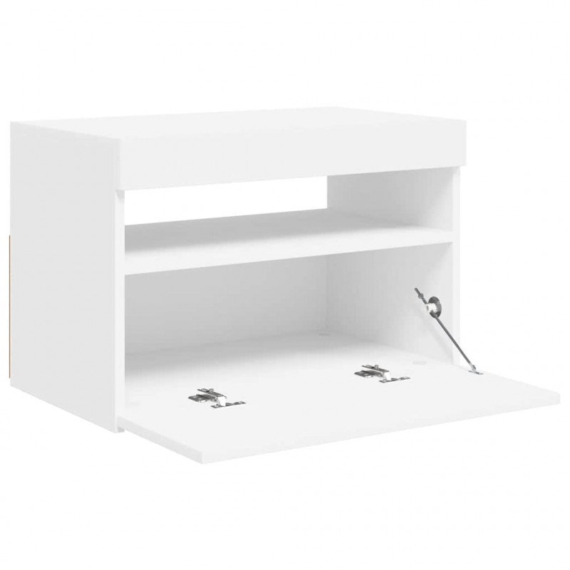 Szafka pod TV z oświetleniem LED, biała, 60x35x40 cm