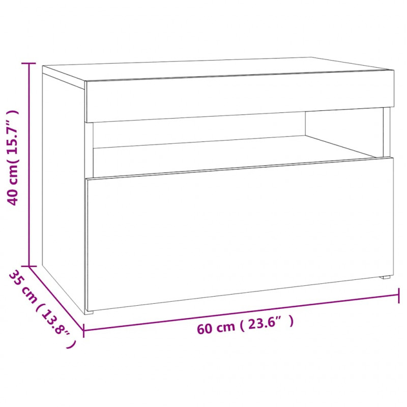 Szafka pod TV z oświetleniem LED, dąb sonoma, 60x35x40 cm