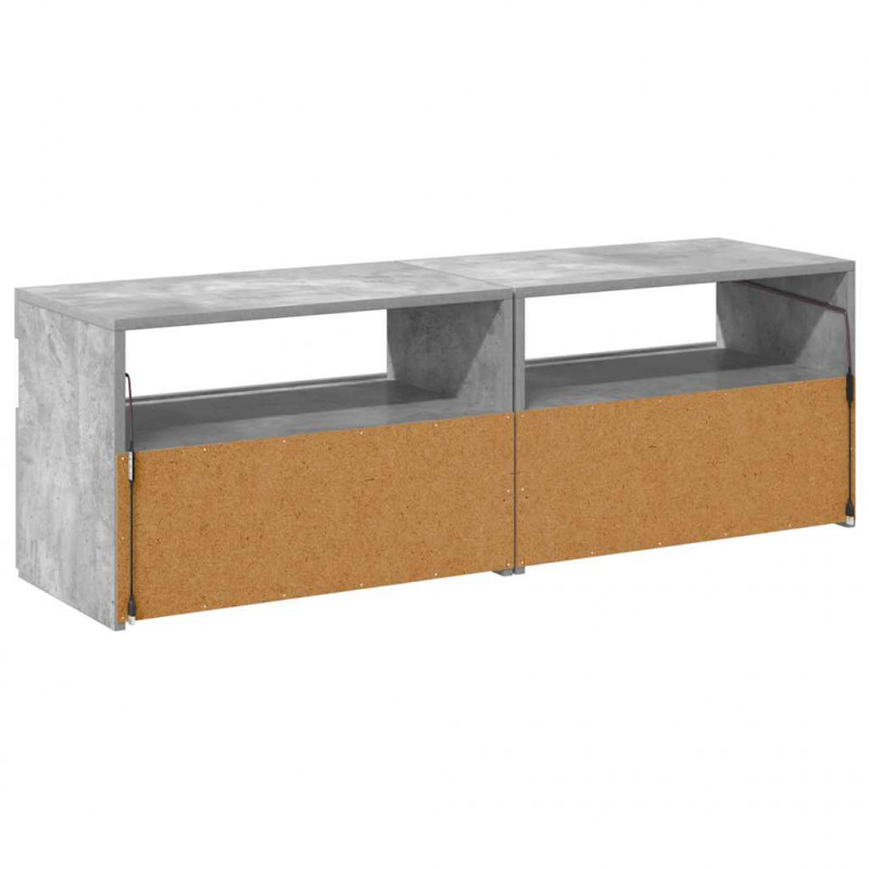 Szafki TV z LED, 2 szt., szarość betonu, 60x35x40 cm