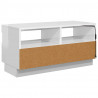 Szafka pod TV z oświetleniem LED, biała z połyskiem, 80x35x40cm