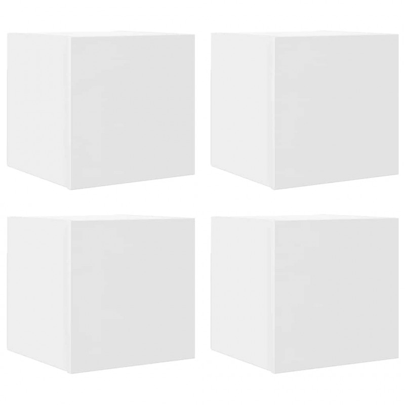 Wiszące szafki telewizyjne, 4 szt., białe, 30,5x30x30 cm