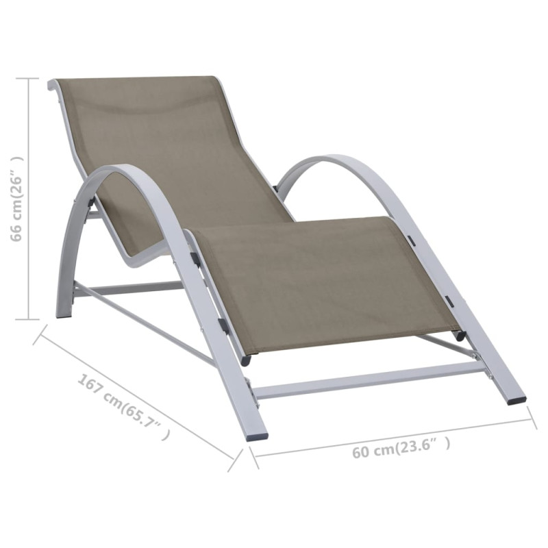 Leżak z tworzywa textilene i aluminium, taupe