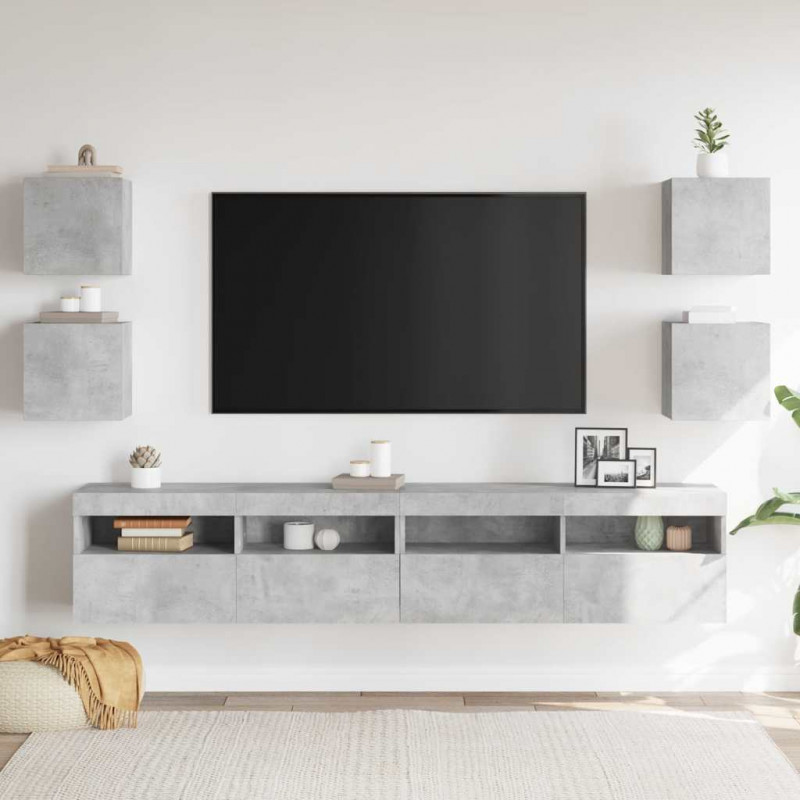 Wiszące szafki TV, 4 szt., szarość betonu, 30,5x30x30 cm