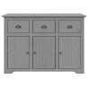 Komoda BODO, szara, 115,5x44x80 cm, lite drewno sosnowe