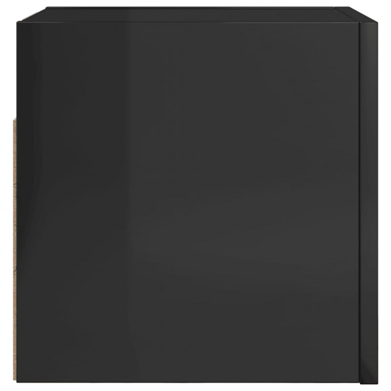 Wiszące szafki TV, 2 szt., wysoki połysk, czarne, 30,5x30x30 cm