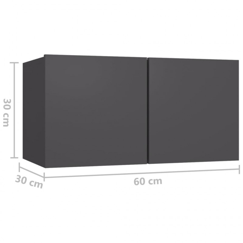 Szafki wiszące pod TV, szare, 60x30x30 cm