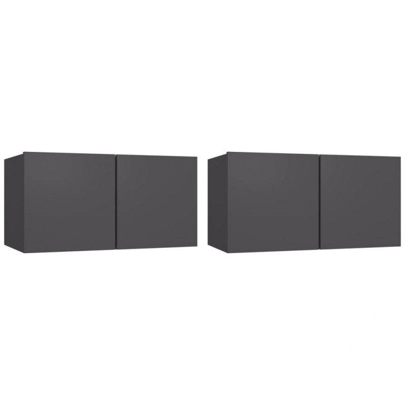 Szafki wiszące pod TV 2 szt., szare, 60x30x30 cm