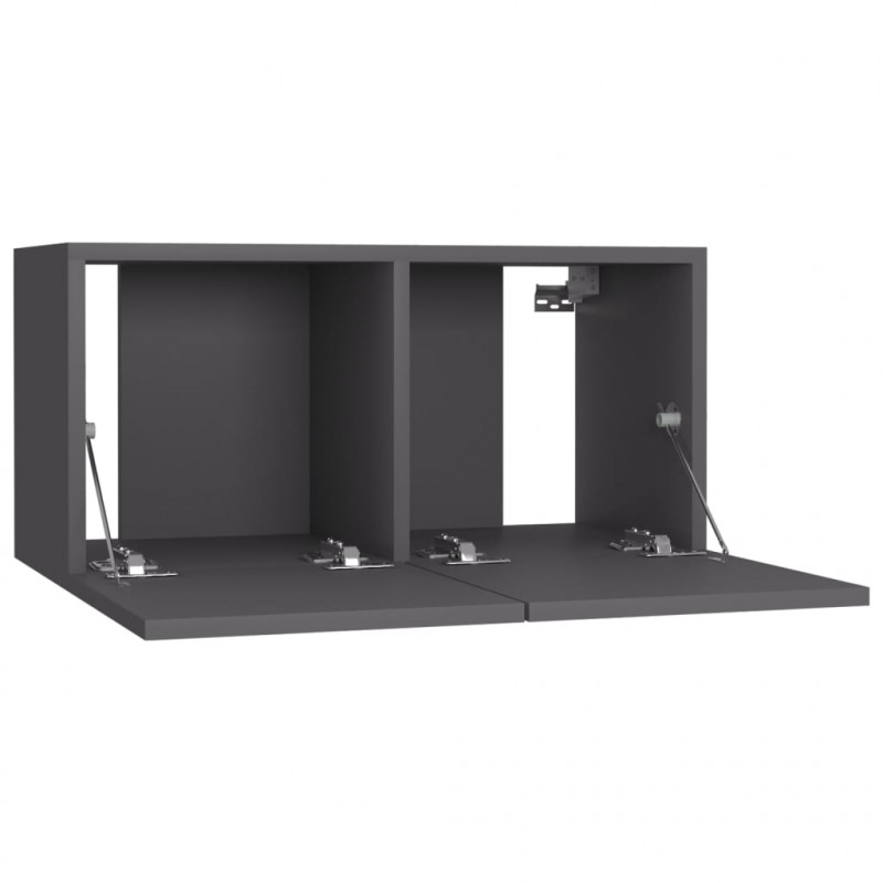 Szafki wiszące pod TV 2 szt., szare, 60x30x30 cm