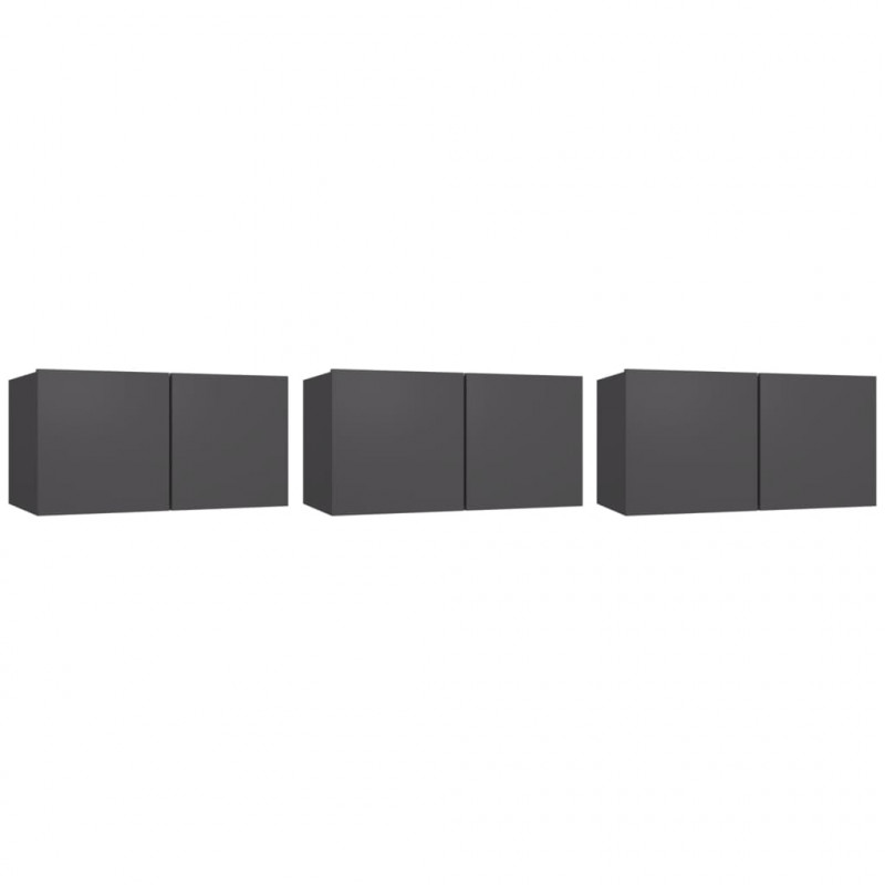 Szafki wiszące pod TV 3 szt., szare, 60x30x30 cm