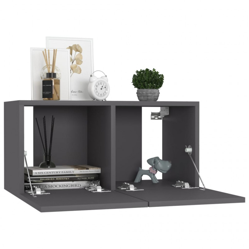 Szafki wiszące pod TV 3 szt., szare, 60x30x30 cm