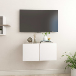 Szafki wiszące pod TV, biel i dąb sonoma, 60x30x30 cm
