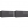 Szafki wiszące pod TV 2 szt., wysoki połysk, szare, 60x30x30 cm