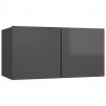 Szafki wiszące pod TV 2 szt., wysoki połysk, szare, 60x30x30 cm