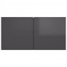 Szafki wiszące pod TV 2 szt., wysoki połysk, szare, 60x30x30 cm