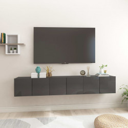 Szafki wiszące pod TV 3 szt., wysoki połysk, szare, 60x30x30 cm