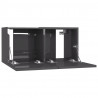 Szafki wiszące pod TV 3 szt., wysoki połysk, szare, 60x30x30 cm