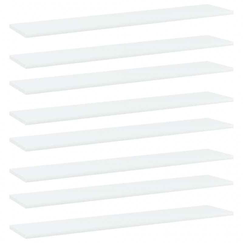 Półki na książki, 8 szt., białe, 100x20x1,5 cm, płyta wiórowa