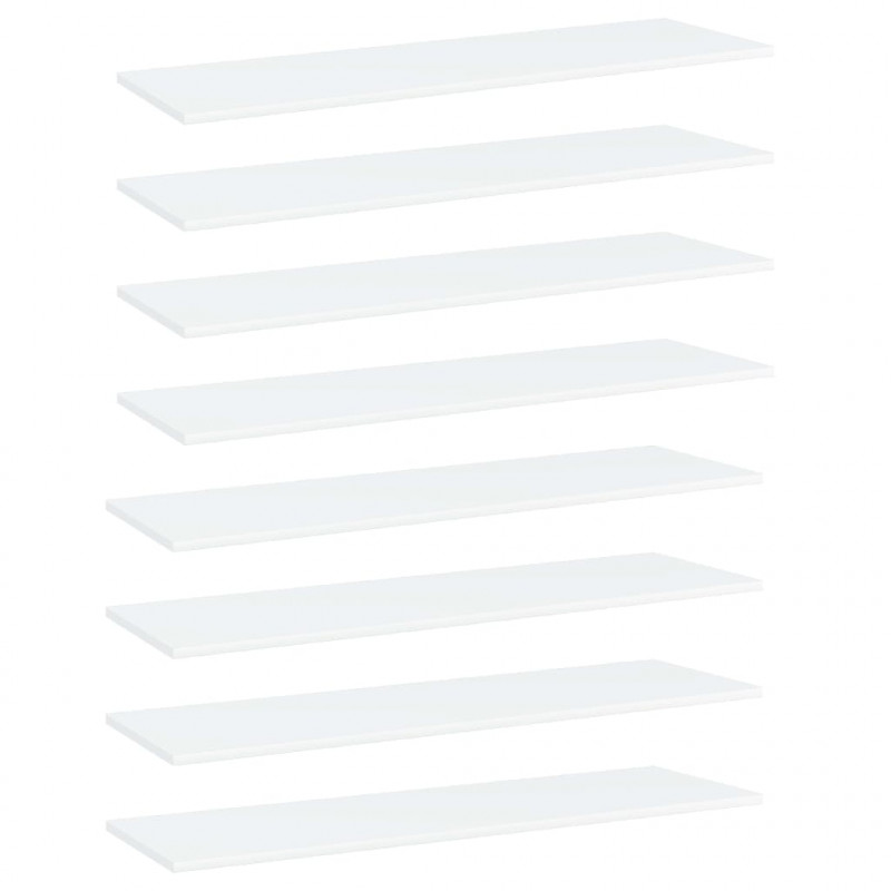 Półki na książki, 8 szt., białe, 100x30x1,5 cm, płyta wiórowa