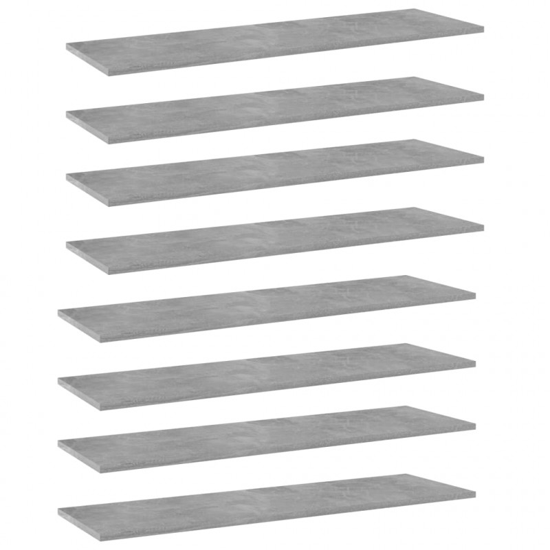 Półki na książki, 8 szt., szarość betonu, 100x30x1,5 cm