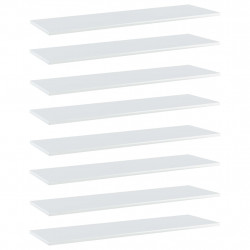 Półki na książki, 8 szt., wysoki połysk, białe, 100x30x1,5 cm