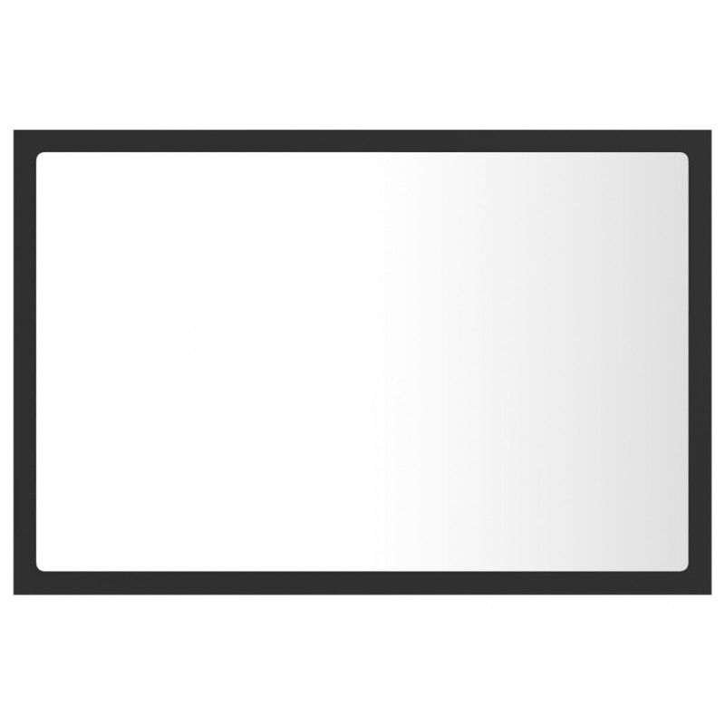 Lustro łazienkowe z LED, szare, 60x8,5x37 cm, akryl
