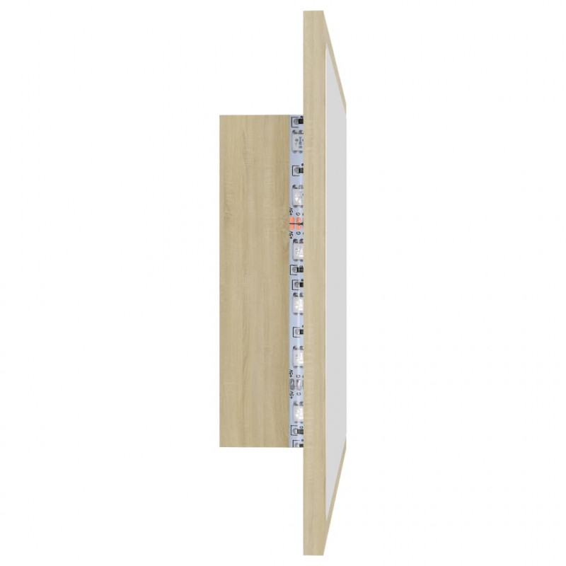 Lustro łazienkowe LED, kolor dąb sonoma, 60x8,5x37 cm, akryl