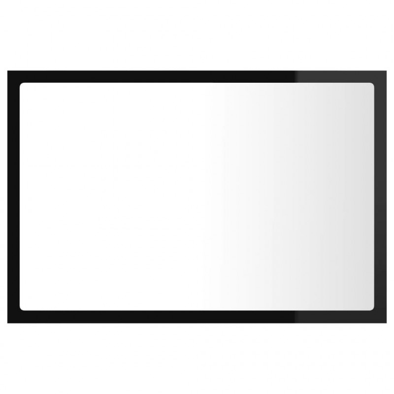 Lustro łazienkowe LED, wysoki połysk, czarne, 60x8,5x37, akryl