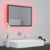 Lustro łazienkowe LED, wysoki połysk, szare, 60x8,5x37cm, akryl