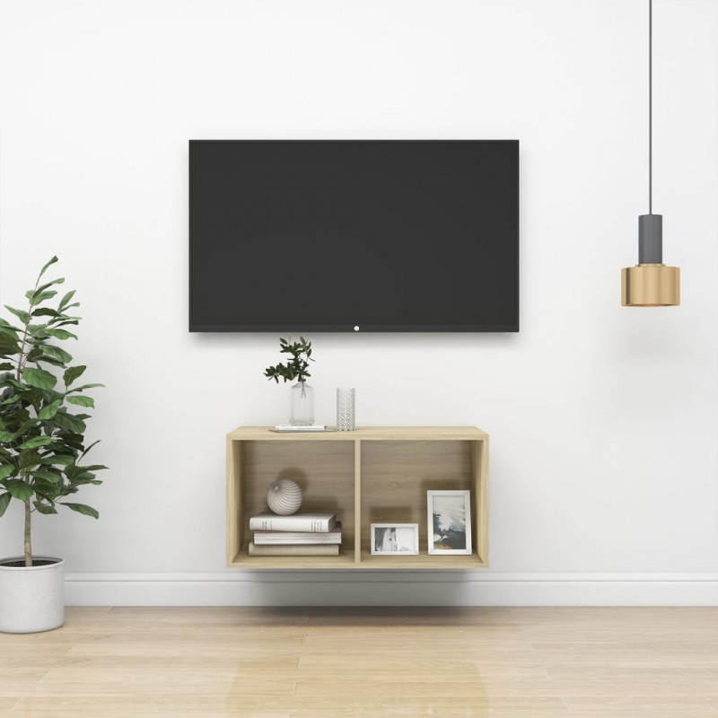 Wisząca szafka pod TV, kolor dąb sonoma, 37x37x72 cm