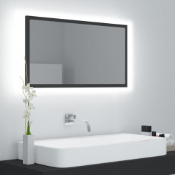 Lustro łazienkowe z LED, szare, 80x8,5x37 cm, akryl