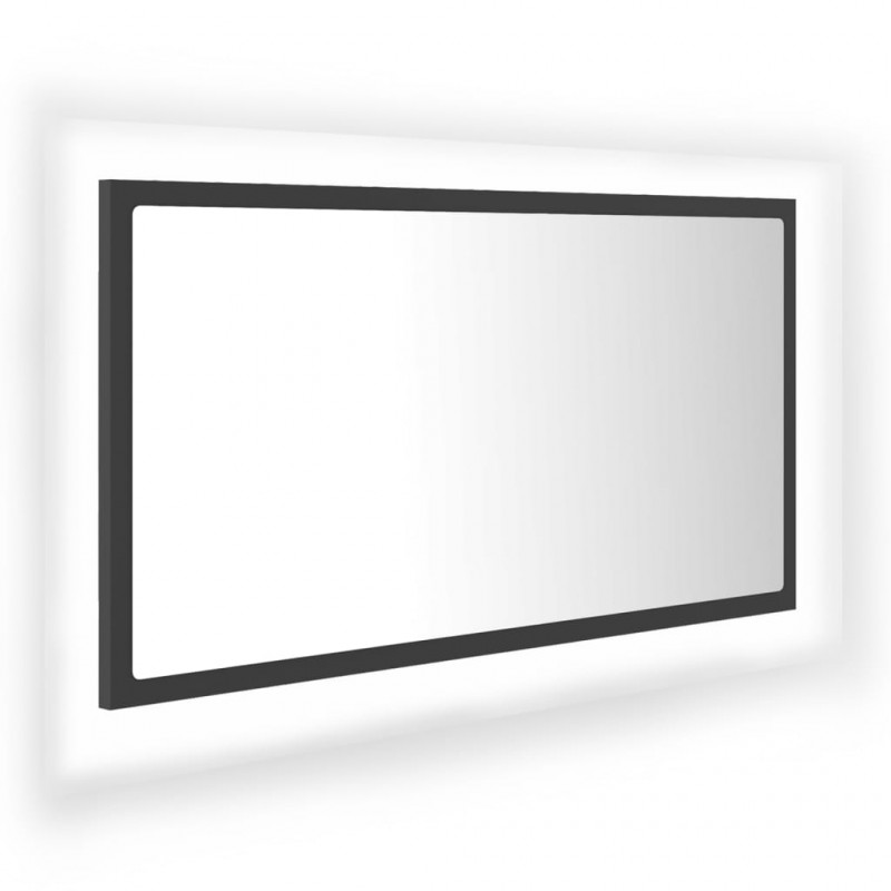 Lustro łazienkowe z LED, szare, 80x8,5x37 cm, akryl