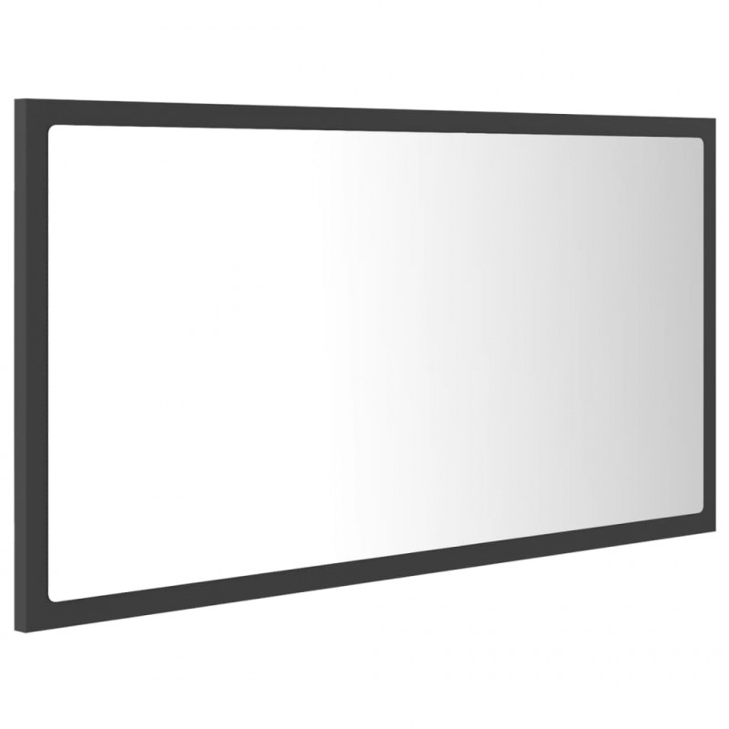 Lustro łazienkowe z LED, szare, 80x8,5x37 cm, akryl