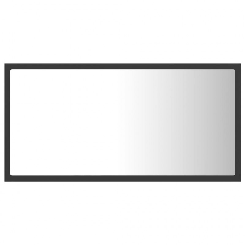 Lustro łazienkowe z LED, szare, 80x8,5x37 cm, akryl