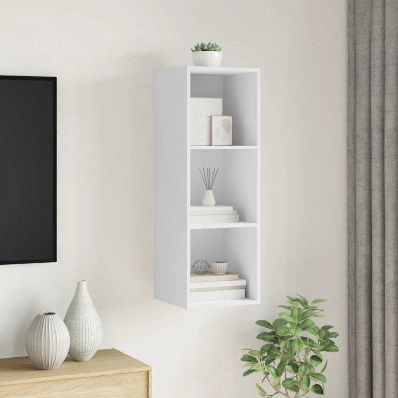 Wisząca szafka pod TV, biała, 37x37x107 cm