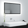 Lustro łazienkowe LED, wysoki połysk czarne, 80x8,5x37cm, akryl