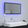 Lustro łazienkowe LED, wysoki połysk czarne, 80x8,5x37cm, akryl