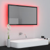 Lustro łazienkowe LED, wysoki połysk czarne, 80x8,5x37cm, akryl