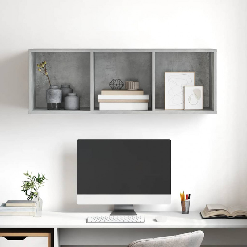 Wisząca szafka pod TV, szarość betonu, 37x37x107 cm
