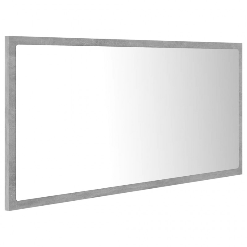 Lustro łazienkowe LED, szarość betonu, 90x8,5x37 cm, akryl
