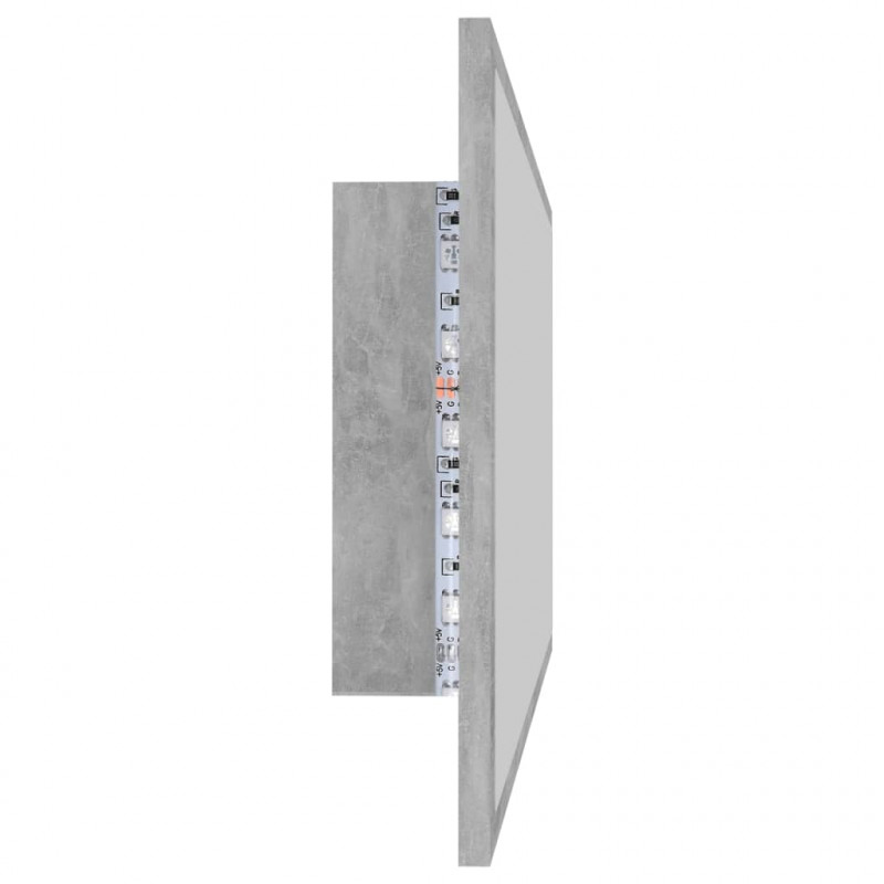 Lustro łazienkowe LED, szarość betonu, 90x8,5x37 cm, akryl